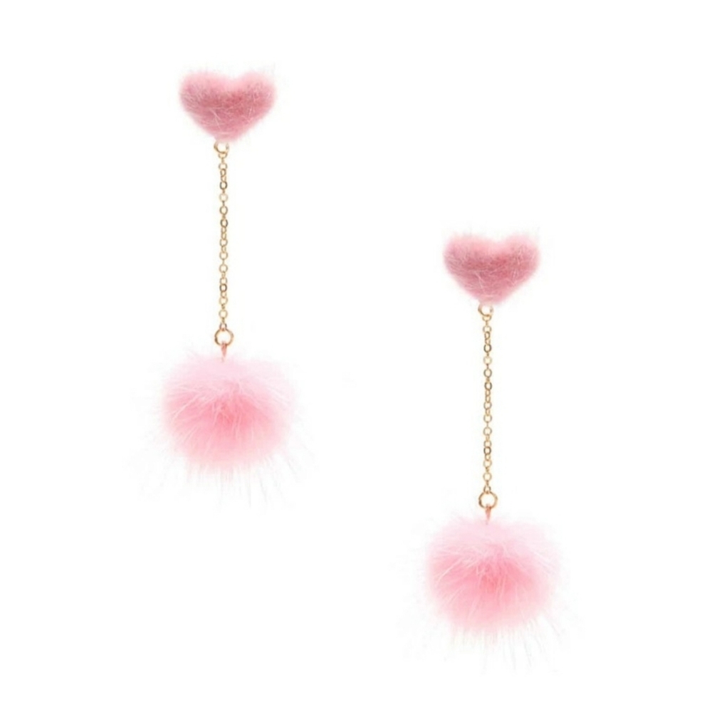 ♡Pom Pom Heart Earrings♡